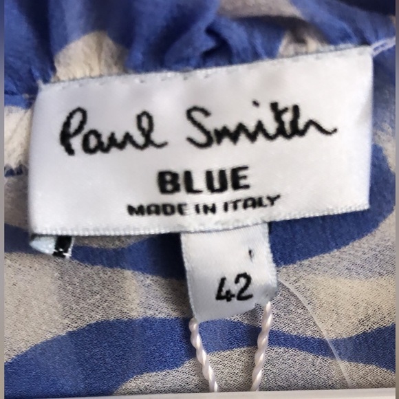 NWT Paul Smith Blue Henri Bendel Runway 100% Silk Ruffle Dress Resort Travel - Picture 9 of 9